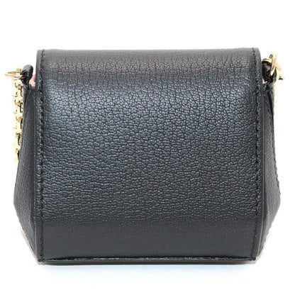Near Mint Tiffany & Co Leather T Nano Mini Bag Pouch Black Gold Tone Chain