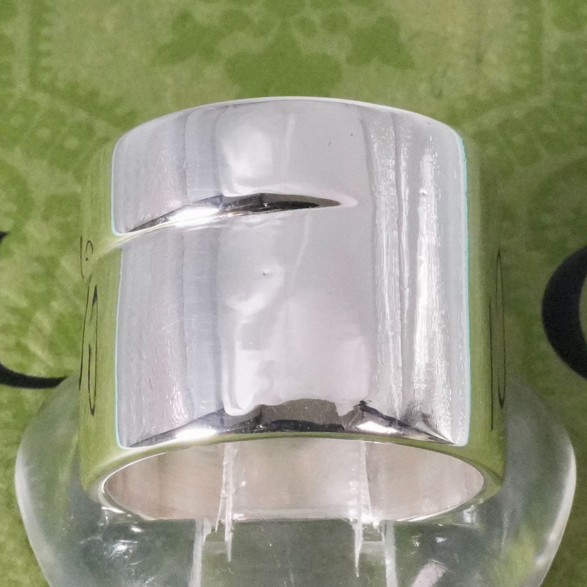Excellent Gucci Silver 925 Cut Out Modernist Wide Band Ring Size 54.5 US 7