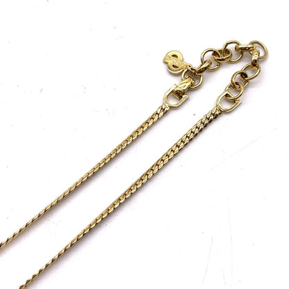 Vintage Christian Dior  Green Stone Rhinestone Gold Tone Chain Necklace 17" Used