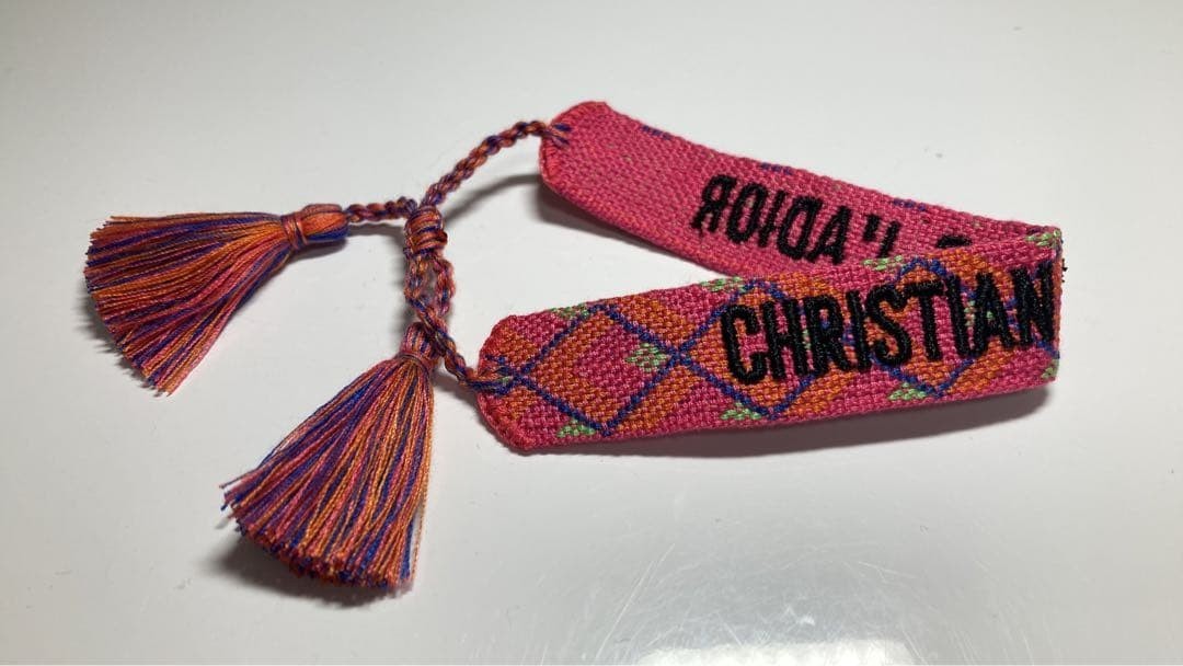 Christian Dior Woven Cotton J'ADIOR Friendship Bracelet Oblique Argyle Near Mint