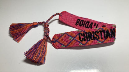 Christian Dior Woven Cotton J'ADIOR Friendship Bracelet Oblique Argyle Near Mint