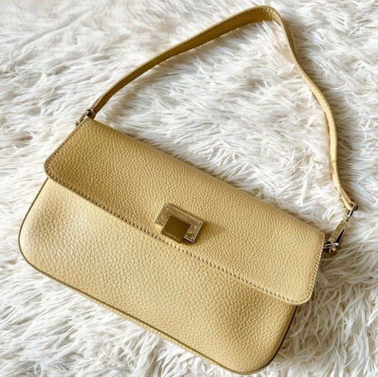 Tiffany & Co Gold Hardware Beige Leather Mini Handbag Top Handle Near Mint