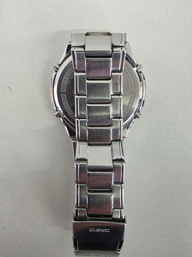 CASIO LINEAGE LIW-120 Tough Solar Radio Wave Mens Watch Black Dial Steel Strap