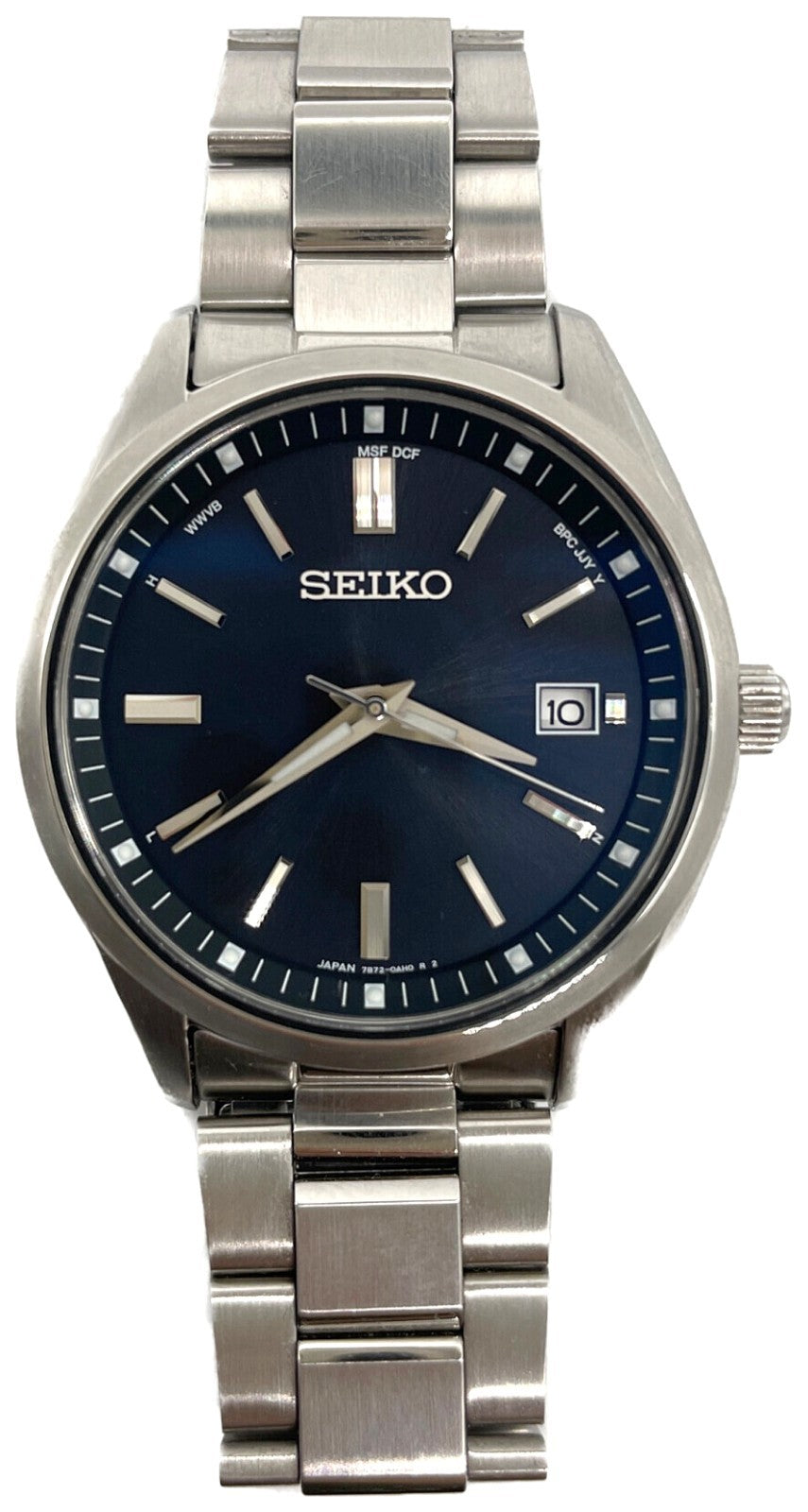 SEIKO SBTM323 Radio Solar Wristwatch Blue Dial Stainless Steel Men Watch Japan