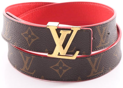 Louis Vuitton Initiales Belt Reversible Monogram Red Leather M9498 Women 80/32