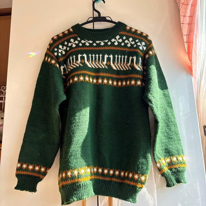 DALE of NORWAY Nordic Wool Sweater Men's M Green Crew Neck Knit Jumper Norway