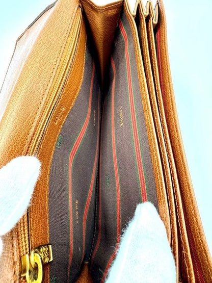 Excellent LOEWE Velázquez Brown Leather Wock Flap Long Wallet Authentic