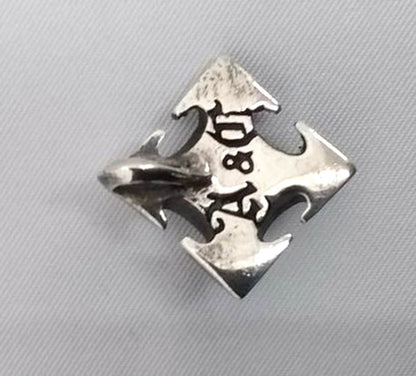 A&G Silver 925 Pendant Top Cross Gothic Garnet Red Cabochon Stone Used 2cm 0.7"
