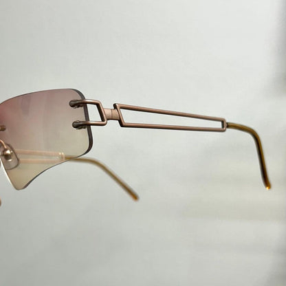 Alexander McQueen Authentic 42-0030 VTG Rimless Sunglasses Matte Brown Frame