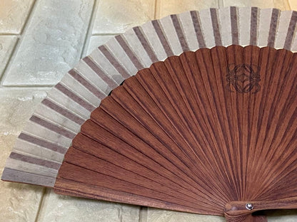 Authentic Loewe Amazona Anagram Logo Fan Brown Wood W/Box 90s Vintage Excellent