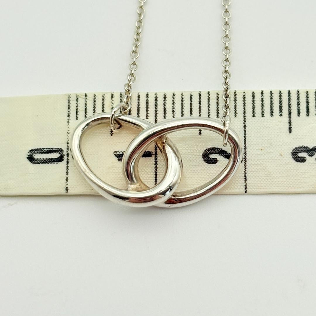Tiffany & Co Sterling Silver 925 Double Loop Necklace 40cm 15.7in Elsa Peretti
