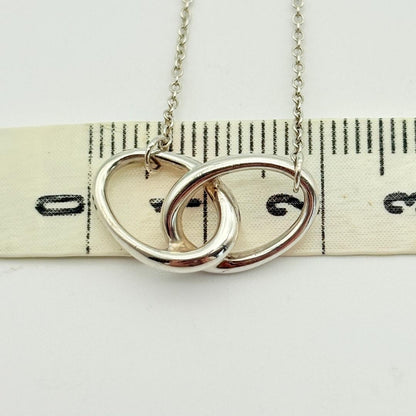 Tiffany & Co Sterling Silver 925 Double Loop Necklace 40cm 15.7in Elsa Peretti