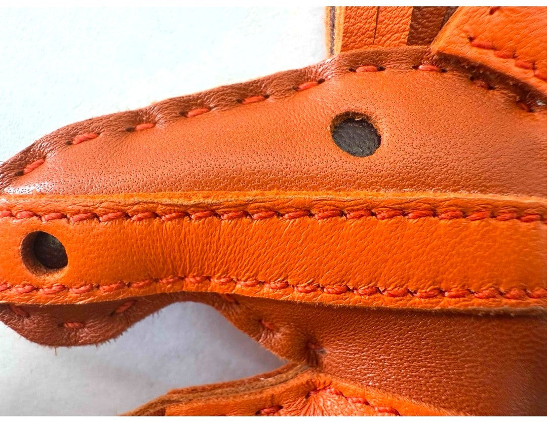 Hermes Gigi Savane Horse Bag Charm Orange Carnelian Leather Authentic France