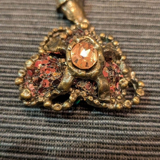 Christian Lacroix Vintage Brooch 5.5x4cm 2.2x1.6" 26g Used Heart Pink Gold