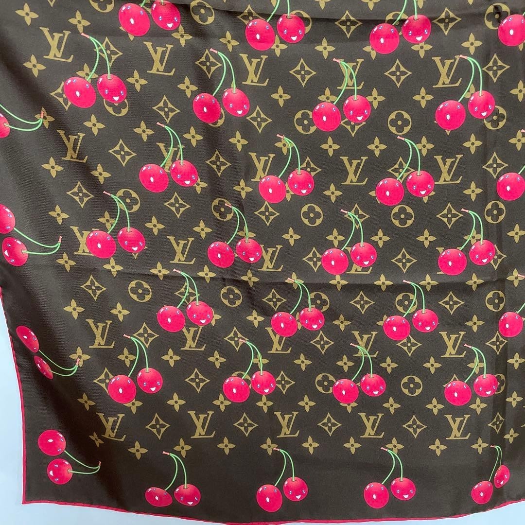 Louis Vuitton x Takashi Murakami Cerises Cherry Monogram Silk Scarf M71962 2005