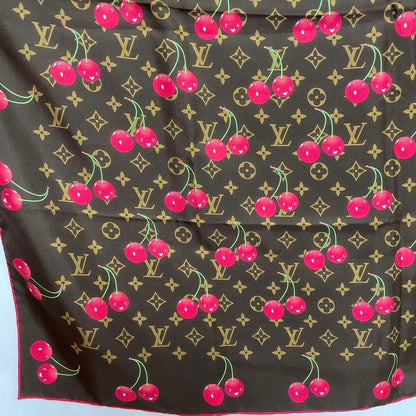 Louis Vuitton x Takashi Murakami Cerises Cherry Monogram Silk Scarf M71962 2005