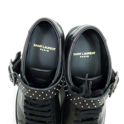 Saint Laurent Black Leather Studded Buckle Strap Sneakers EU 34 US 4.5 Unused