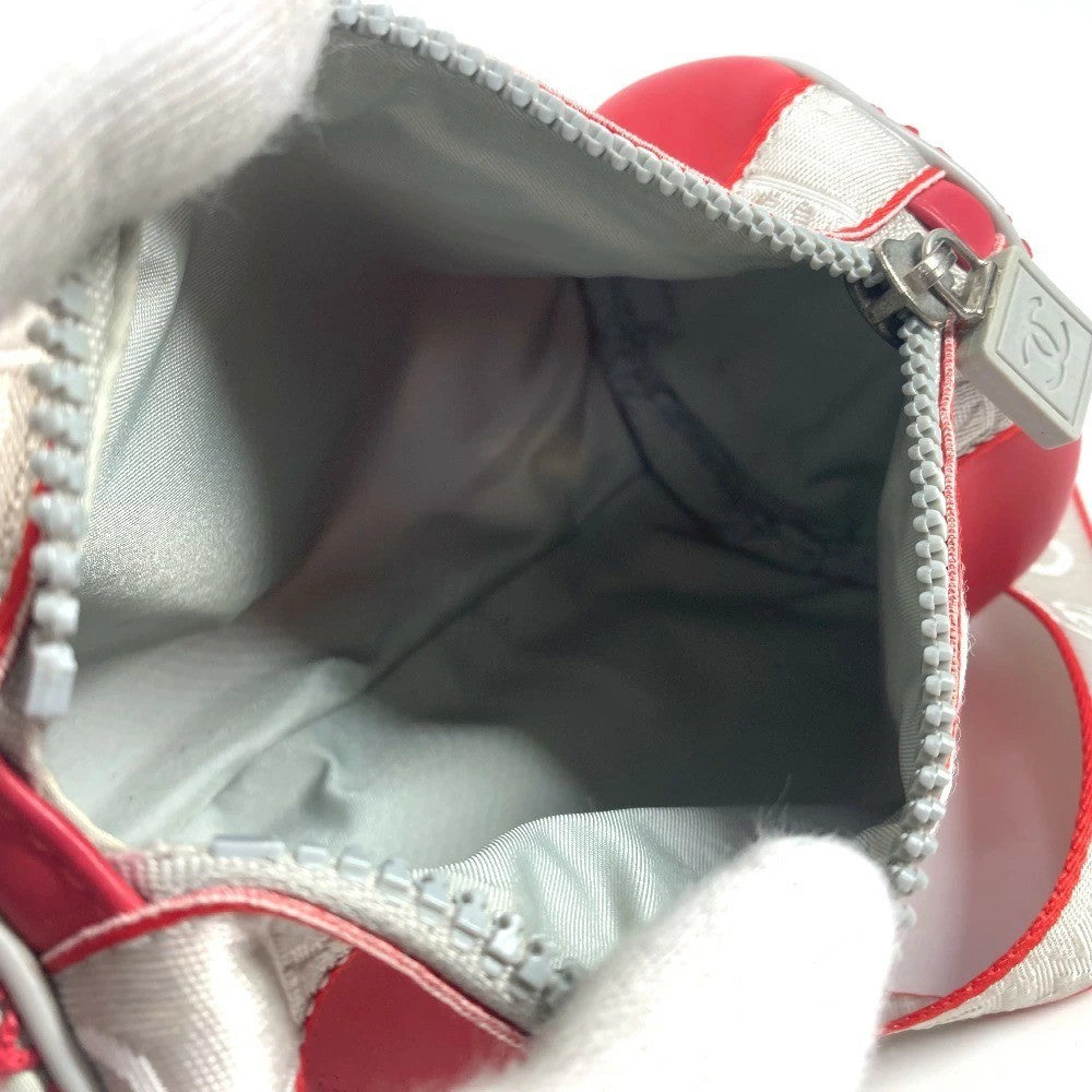 Chanel Auth Sport Line Mini Drum Bicolor Logo Shoulder Handbag Red Gray Coco