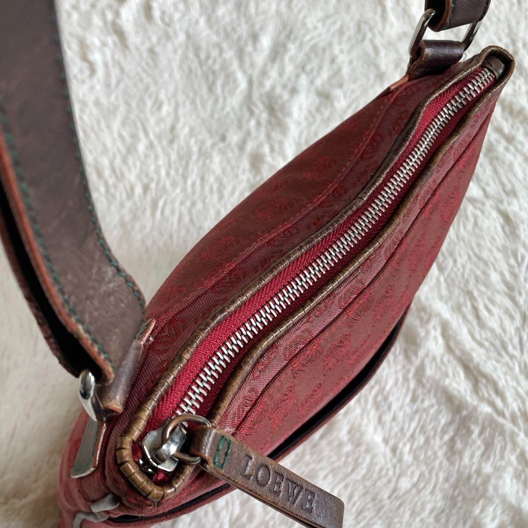 Loewe Repeat Anagram Shoulder Bag Canvas Leather Red Used From Japan