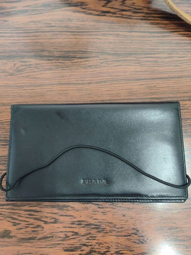 PRADA Leather Notebook Cover Case Black Rubber Band Closure Italy 10x18cm
