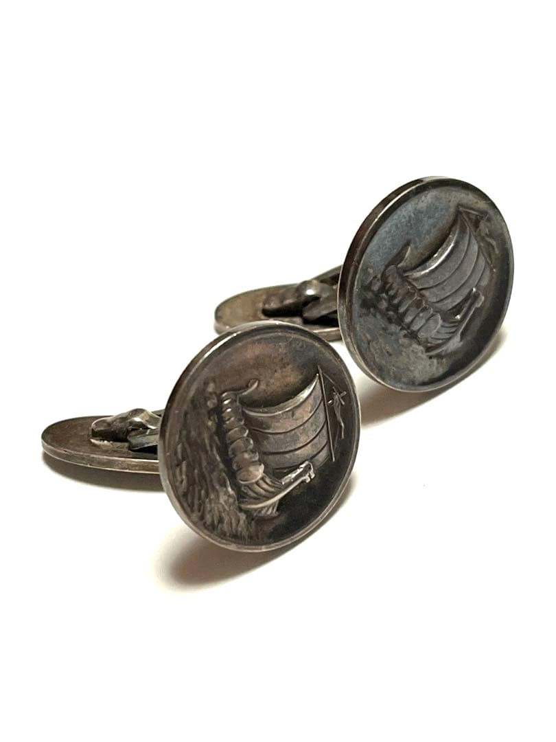 Georg Jensen Cufflinks No.50 Viking Ship Sterling Silver 925 Men's Denmark