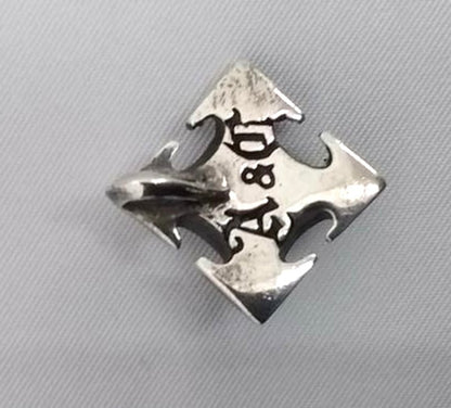 A&G Silver 925 Pendant Top Cross Gothic Garnet Red Cabochon Stone Used 2cm 0.7"