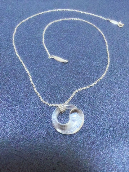 Tiffany&Co. Auth Elsa Peretti Eternal Circle Crystal PT950 Platinum Necklace