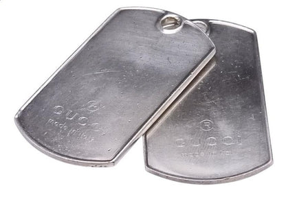 GUCCI Dog Tag Pendant Top Set of 2 Sterling Silver 925 Made in Italy Unisex