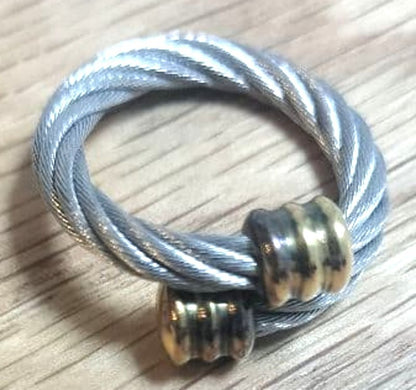 Philippe Charriol Cable Ring Combo Two-Tone Silver Gold Stainless Steel US5 EU49