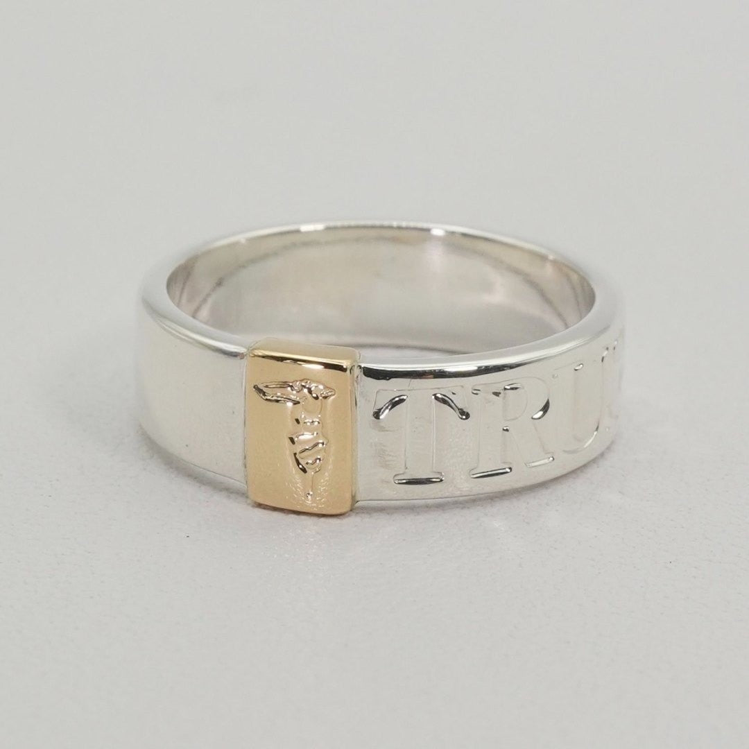 Trussardi Gold K18 Silver 925 Combination Ring Size 51 US 5.5 JP 10.5 Excellent