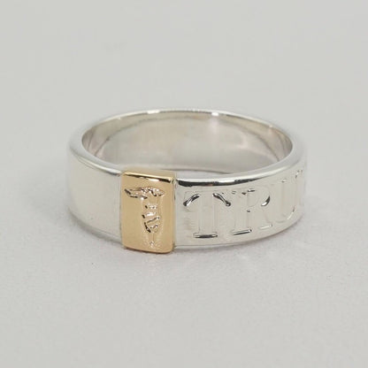 Trussardi Gold K18 Silver 925 Combination Ring Size 51 US 5.5 JP 10.5 Excellent