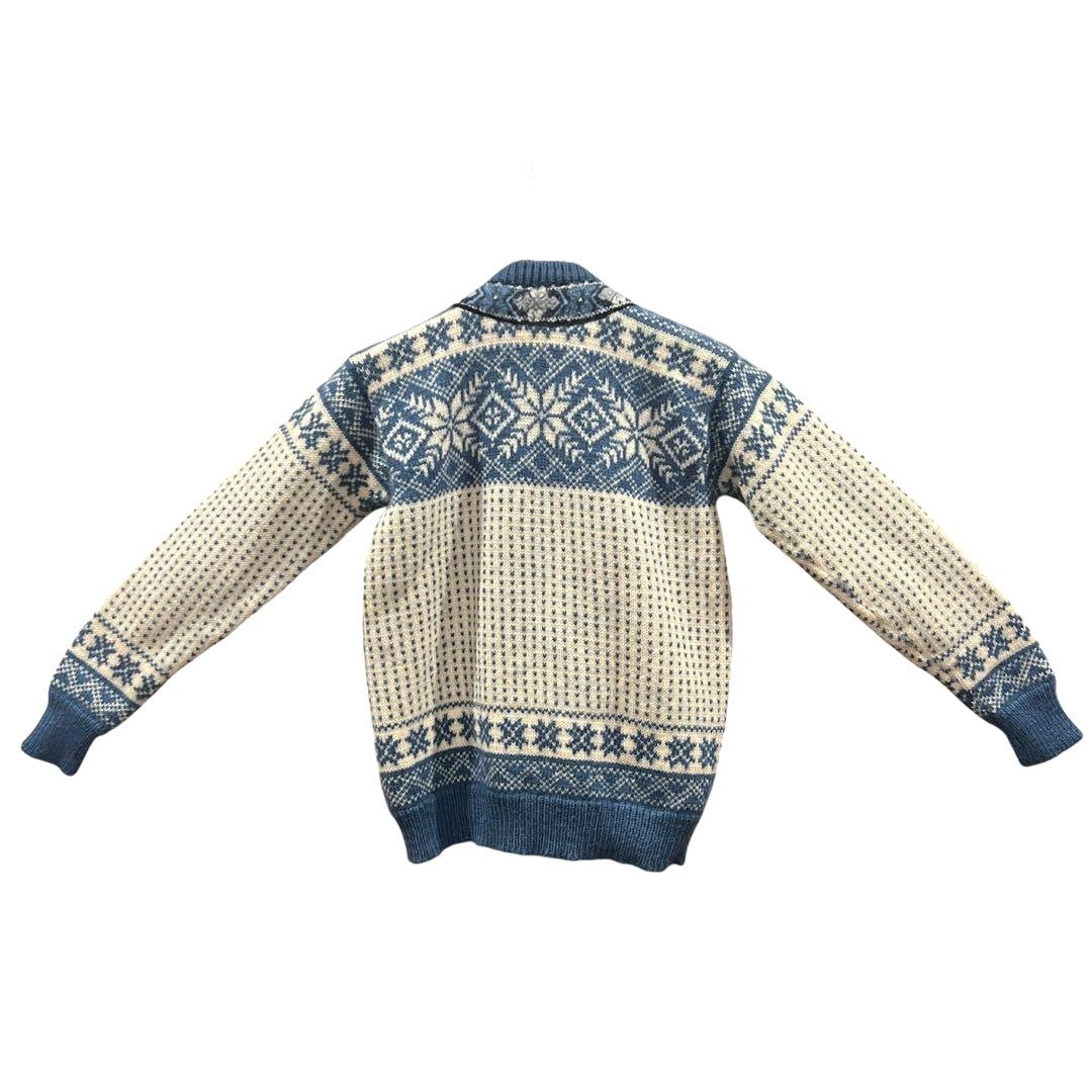 DALE OF NORWAY Nordic Cardigan Sweater Women Blue White Pure Wool Size 40 L