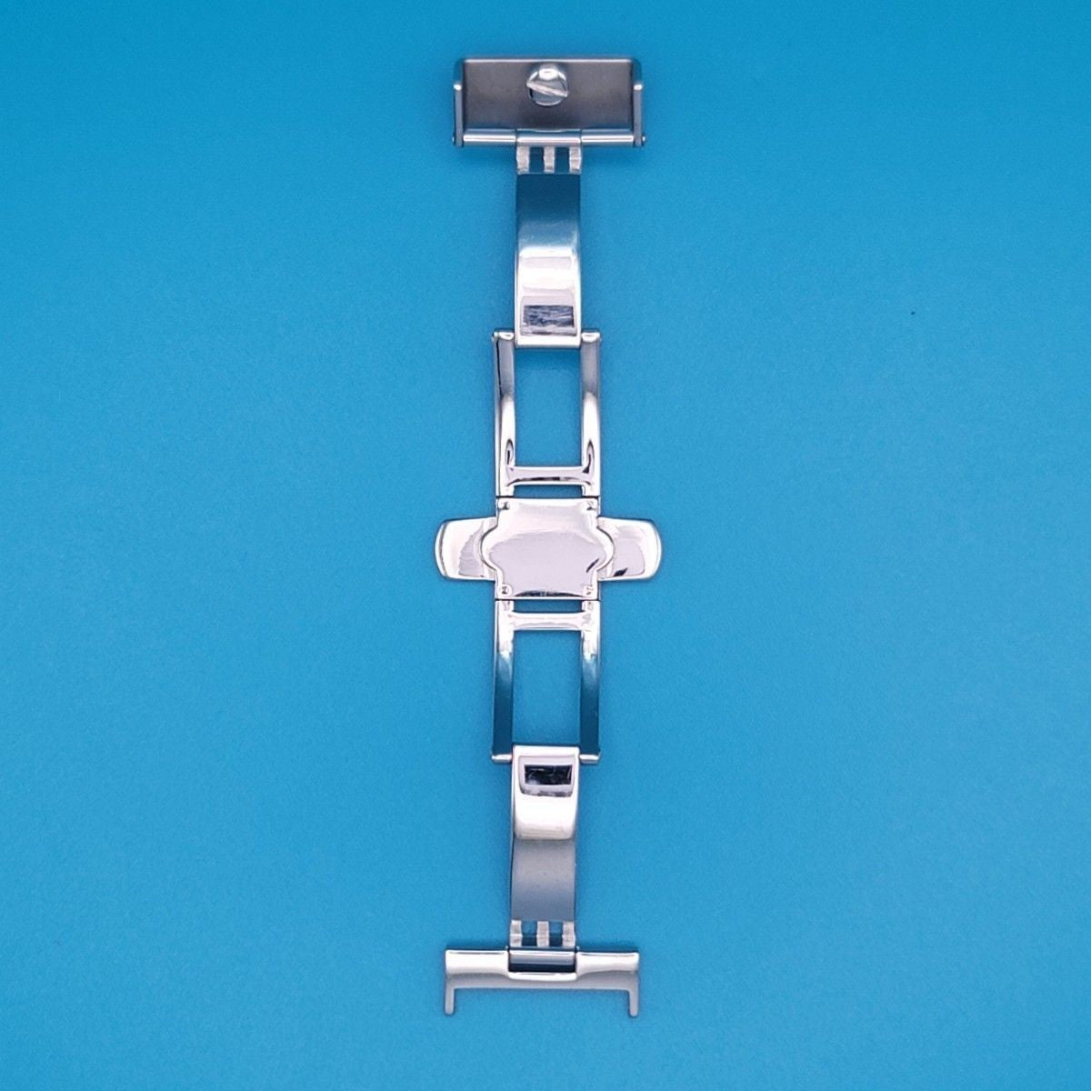 MUHLE GLASHUTTE 16mm Silver Tone Butterfly Buckle Used