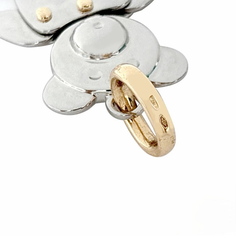 Pomellato Orsetto Teddy Bear 18k Yellow Gold Stainless Steal Charm Pendant Top