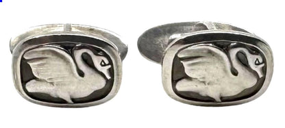 Georg Jensen Swan Cufflinks Sterling Silver 925 Mens Denmark Vintage Bird Motif