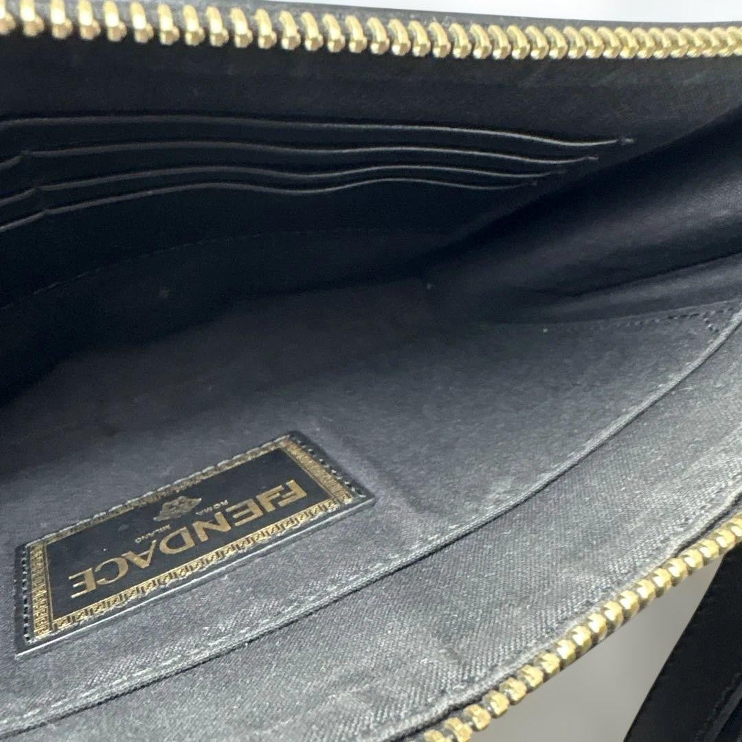 FENDI x Versace FENDACE Leather Black Clutch Bag Gold Heardware