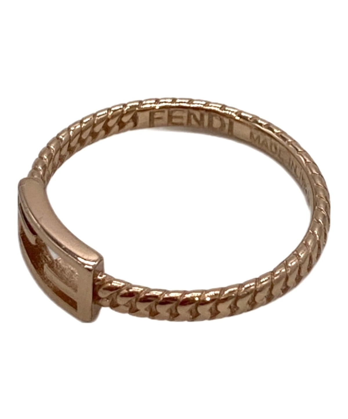 FENDI Zucchino Baguette Ring FF Logo Pink Gold US6.5 EU53 Model 1A4620 Italy HW