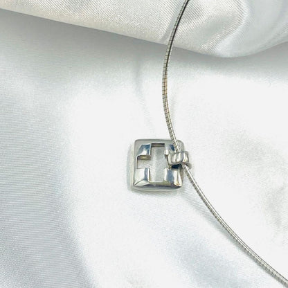 Tiffany & Co. Silver 925 Pierced Cross Choker Necklace Pendant Excellent