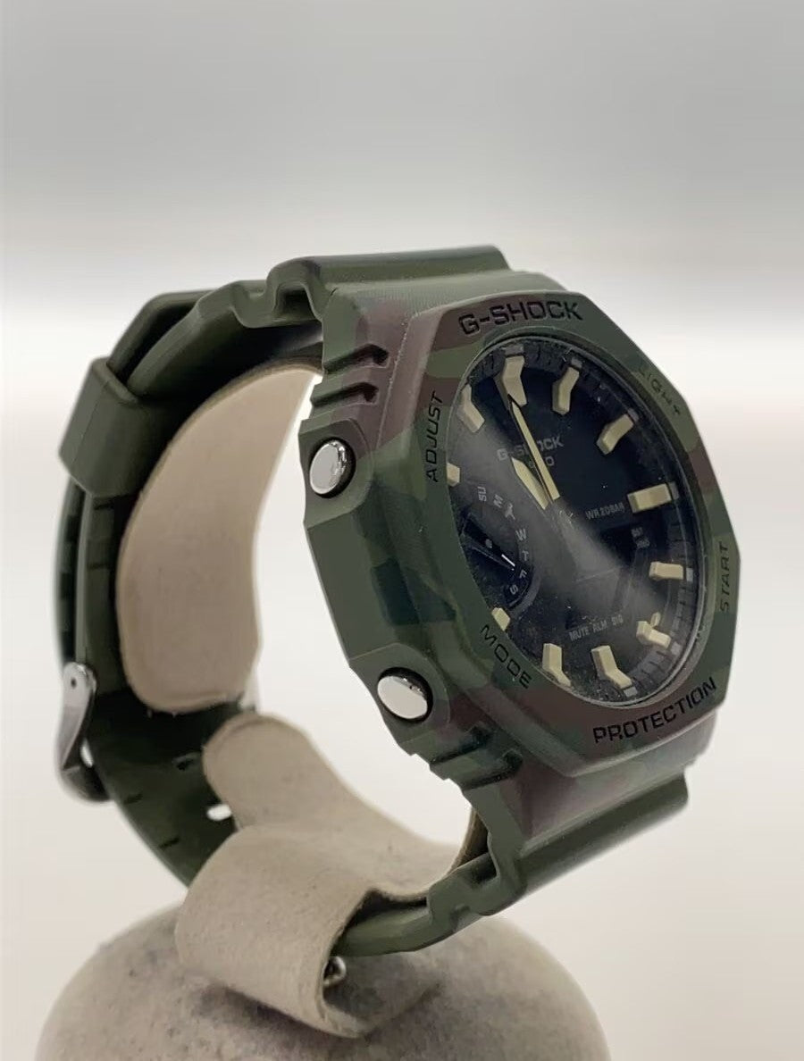 CASIO G-SHOCK GA-2100 Camouflage Ana-Digi Watch Green Resin Case 20BAR WR Used