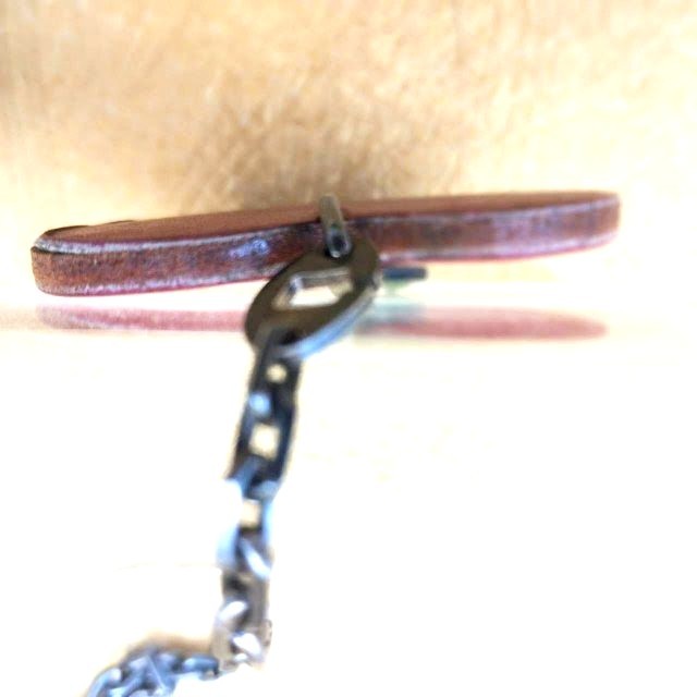 Hermes Apple Charm Bag Charm Key Ring Red Burgundy Leather Silver Chain Auth