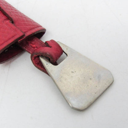 Hermes Auth Mini Clochette Bag Charm Key Holder Silver Red Epsom Metal 13.2 cm