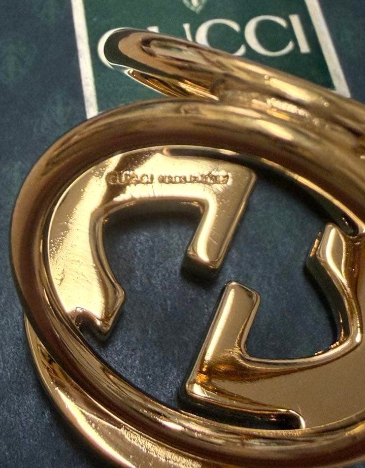 GUCCI Interlocking G Scarf Ring Gold Plated Metal 36mm 1.4in Auth Italy Used