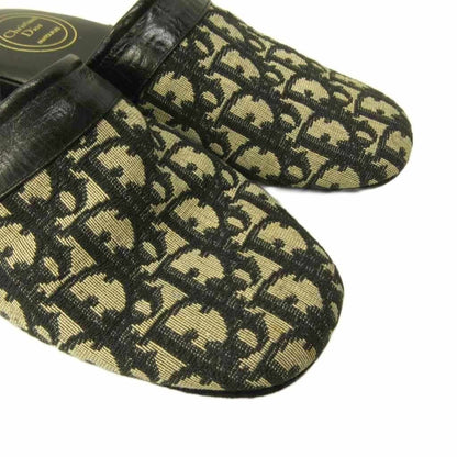 Christian Dior Trotter Beige Canvas Leather Sandals Slippers Room Shoes Size 41