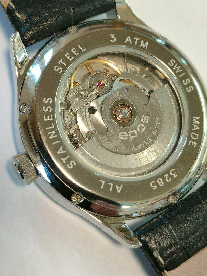 Epos 3285 Automatic Date Watch Stainless Steel 3Atm Swiss Made From Japan