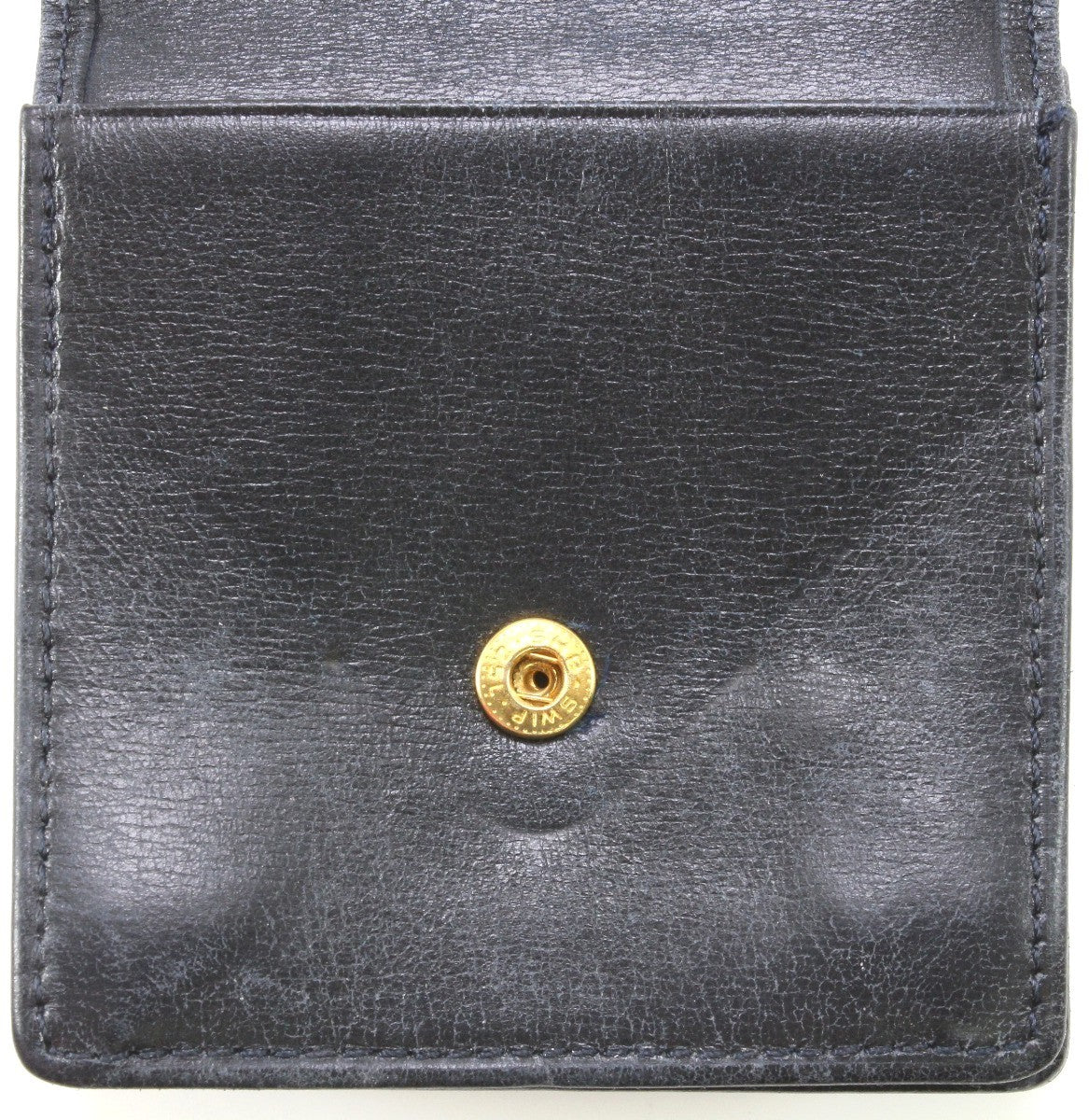Cartier Sapphire Line Coin Case Purse Wallet Navy Leather Gold HW Authentic Used