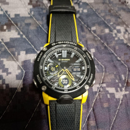 Casio G-Shock GA-2000 Carbon Core Guard Mens Watch Yellow Black Working