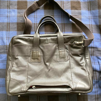 Bill Amberg 2Way Business Bag Briefcase Olive Perforated Leather China Men's