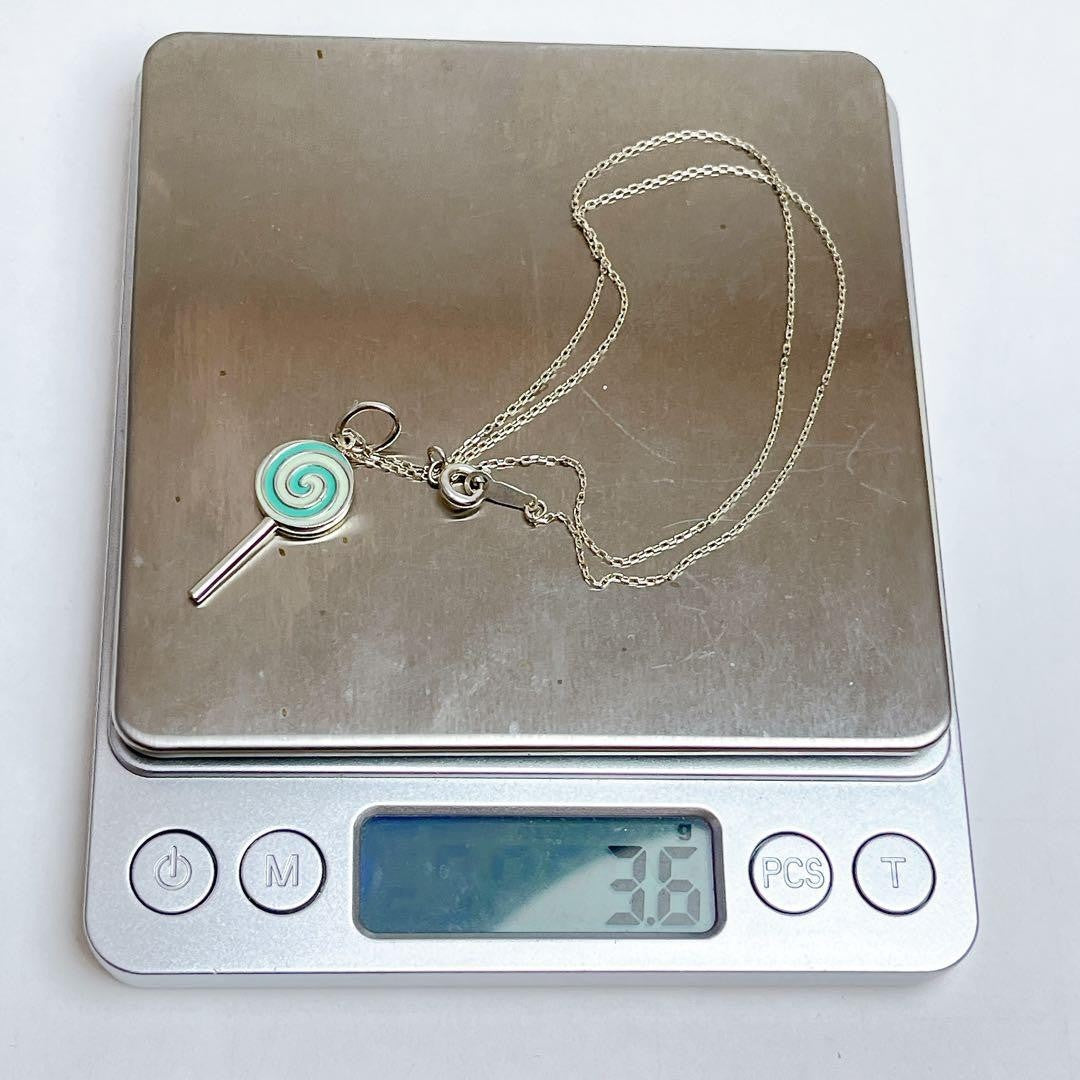 Tiffany & Co. Silver 925 Lollipop Candy Blue Enamel Pendant Top Charm Used