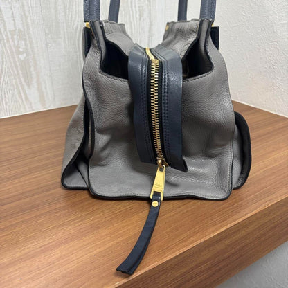 Authentic Chloe Dolly Tote Bag Leather Handbag Gray Japan Used