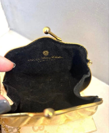 Gucci Auth Vintage GG Monogram Gold Shell Mini Minaudiere Bag 10x8 cm 3.9x3.1"